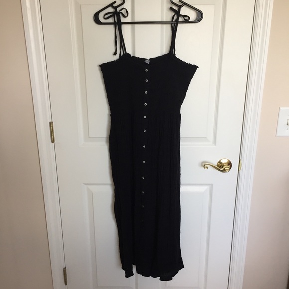 aerie smocked button down dress